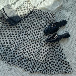 Cream n black midi skirt